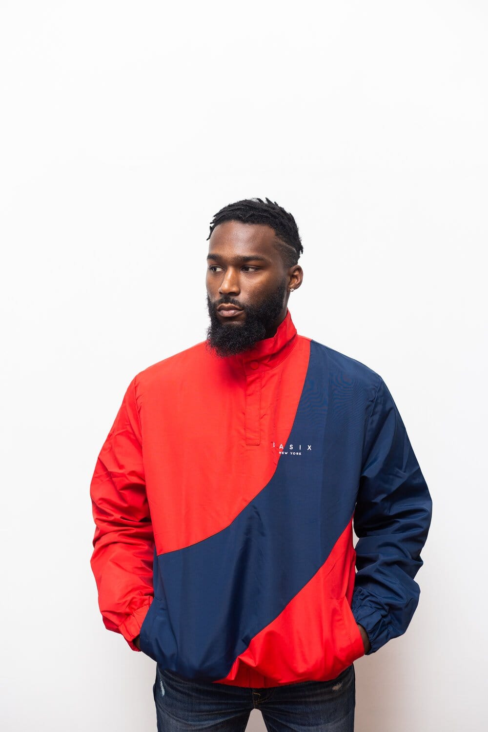 Basix New York Color-Block Quarter Zip Pullover